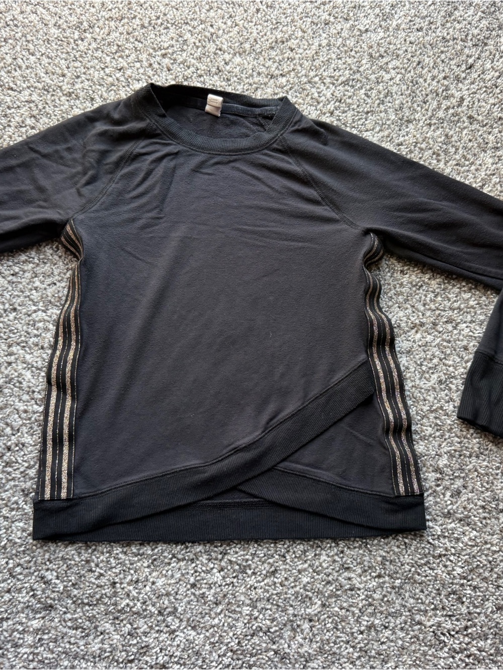 Athleta Black Long Sleeve Top with Metallic Side Stripes